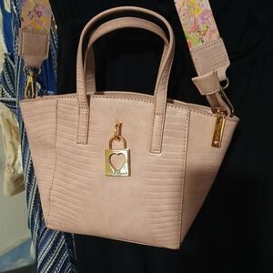 Betsy Johnson Siena Satchel Small Pink Handbag with Gold Accents
